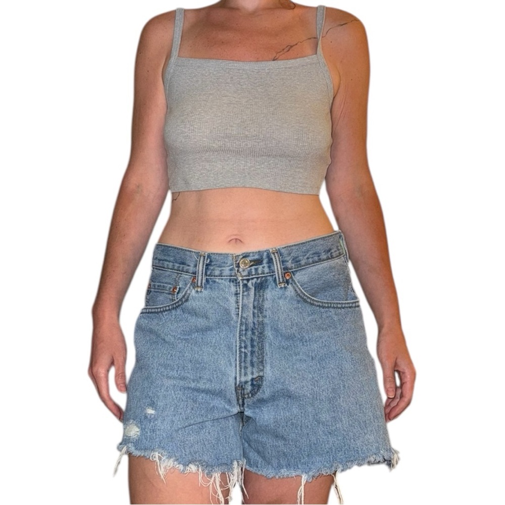 Gray Ribbed Crop Top - Picture 2 of 9